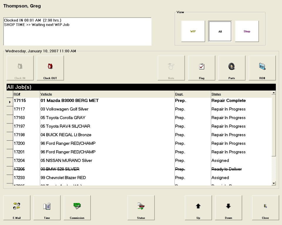 screenshot of Bodyshop Management Software